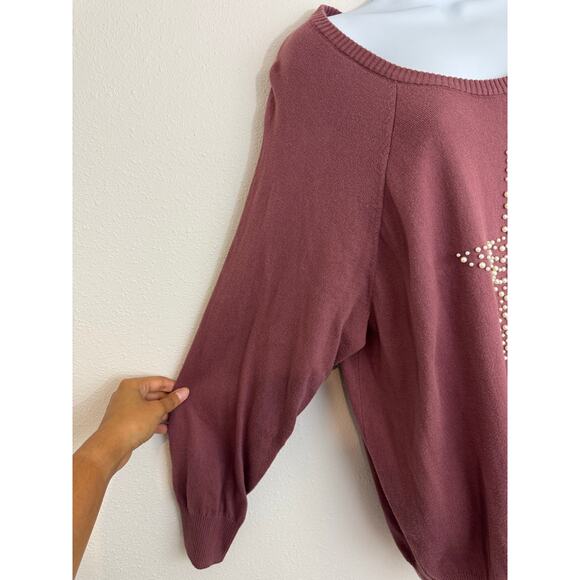 Torrid Mauve Star Pearl Embellished Sweater Size 3 (3X) - Picture 4 of 7